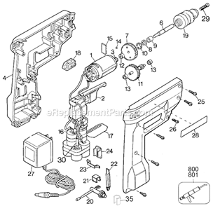 Page A Diagram and Parts List for 6975 Type 2 Black and Decker Cordless Drill